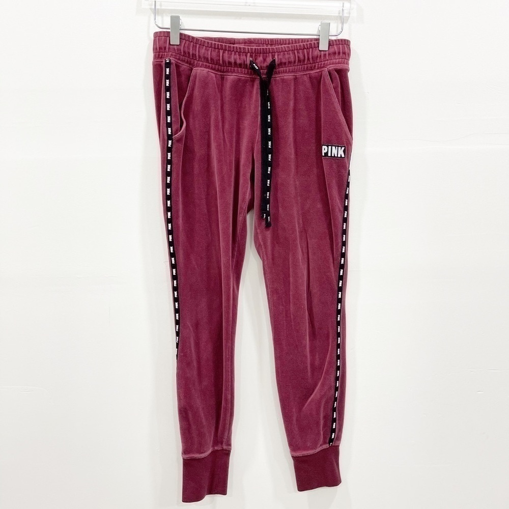 Pink VS Velvet Dark Pink Jogger Sweatpant Spellout